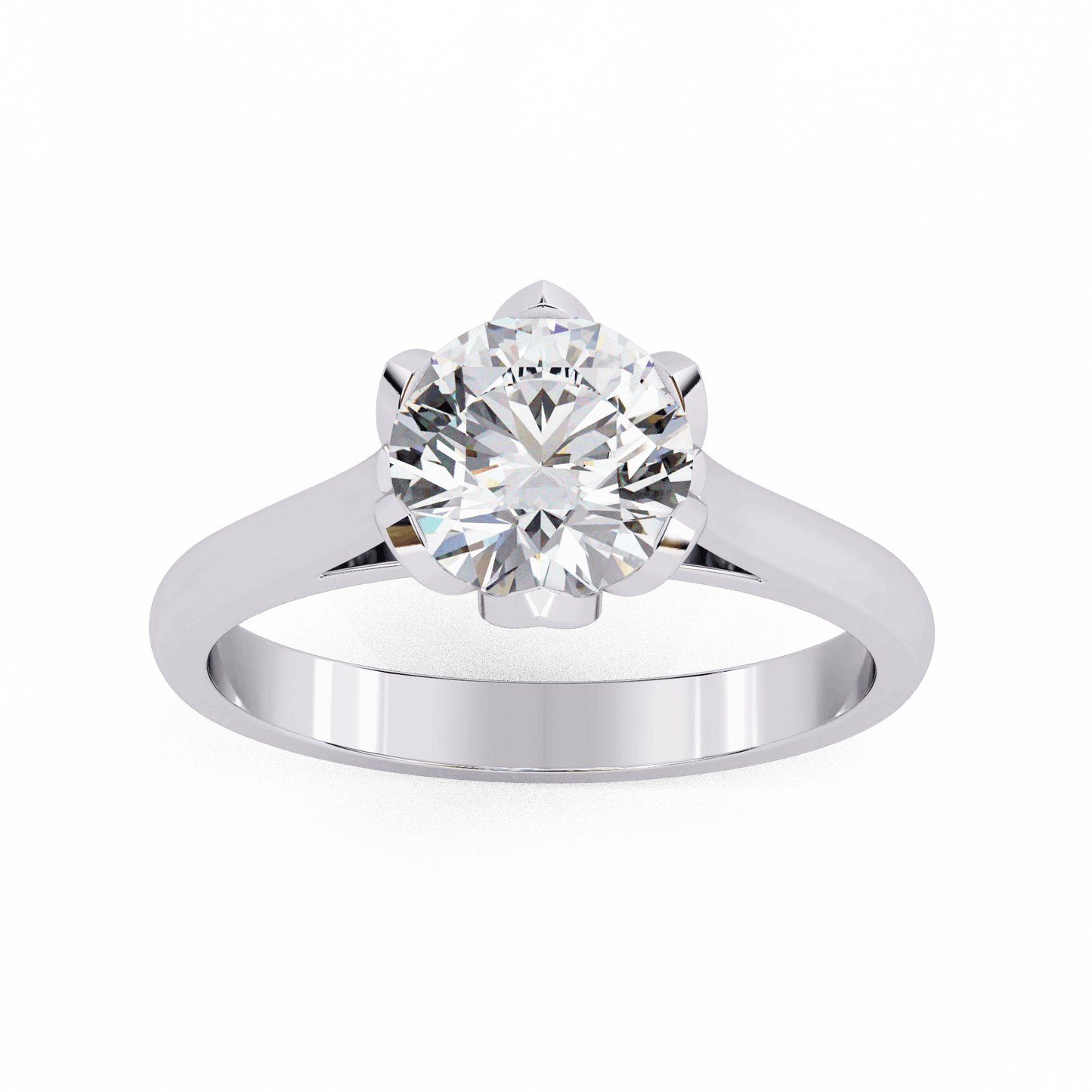 solitaire diamond ring with floral basket setting | elegant engagement ring