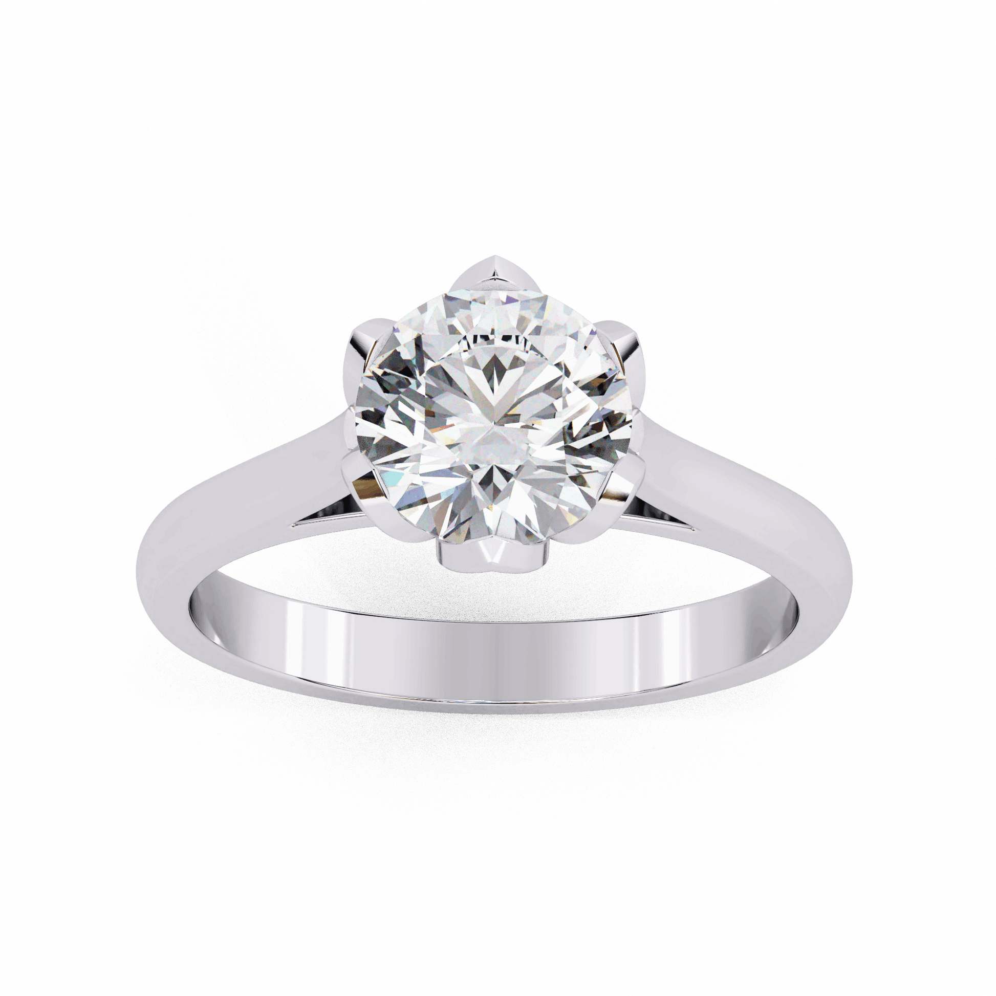 Solitaire Diamond Ring with Floral Basket Setting | Elegant Engagement Ring