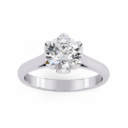 Solitaire Diamond Ring with Floral Basket Setting | Elegant Engagement Ring
